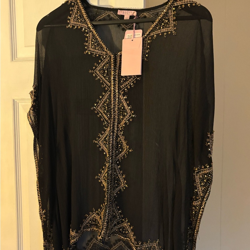 Calypso St. Barth NWT Black and Gold Women's Top